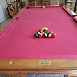 8' Pool Table, Light and Accessories 