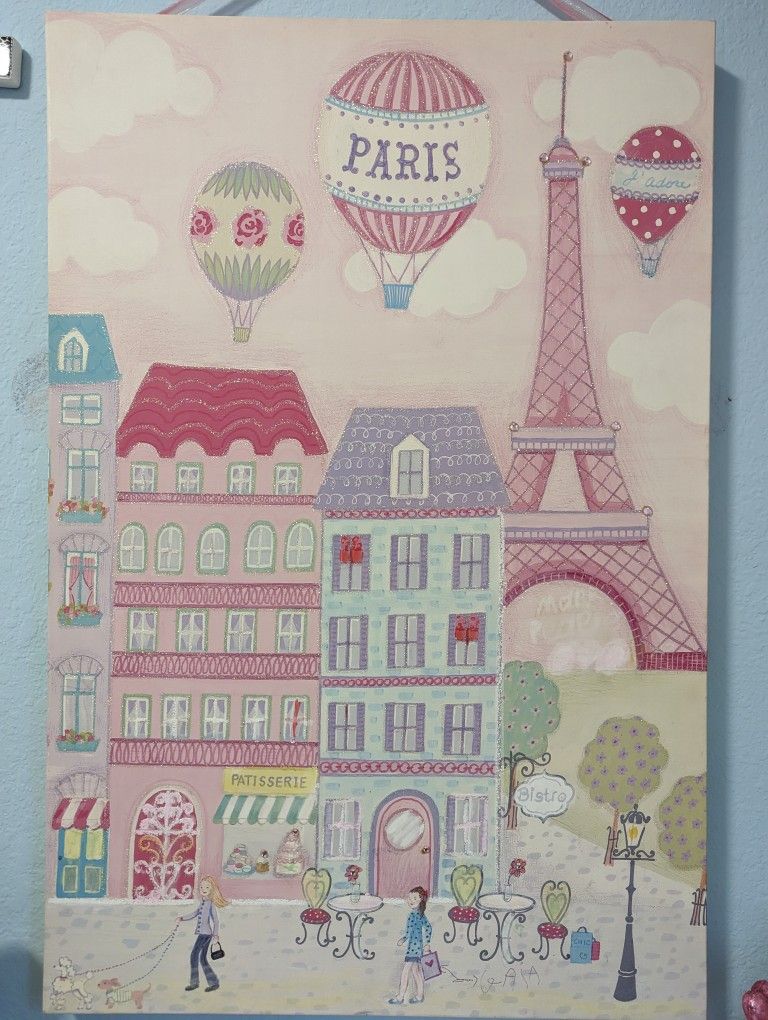 Large paris Painting Girl Room Decor