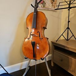 Cello, Cadoni 300, + Fiberglass Hard Case,  Soft Case,  2 Bows, And Cello Stand