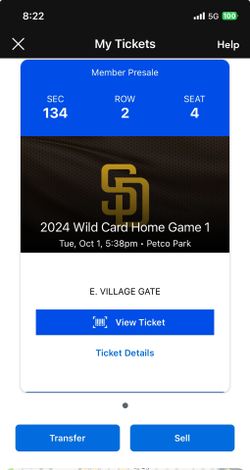Wildcard Playoff Ticket