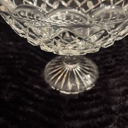 Vintage Diamond Cut Crystal Glass Footed Bowl 