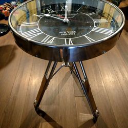 Polish  Chrome NoveltyClock Side Table Replica Face Of The Famous Clock from The Main Concord of Grand Central Terminal in NY City 25"×16"