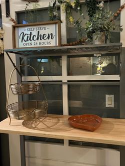 Metal and Wood Baker's Rack Kitchen Shelf
