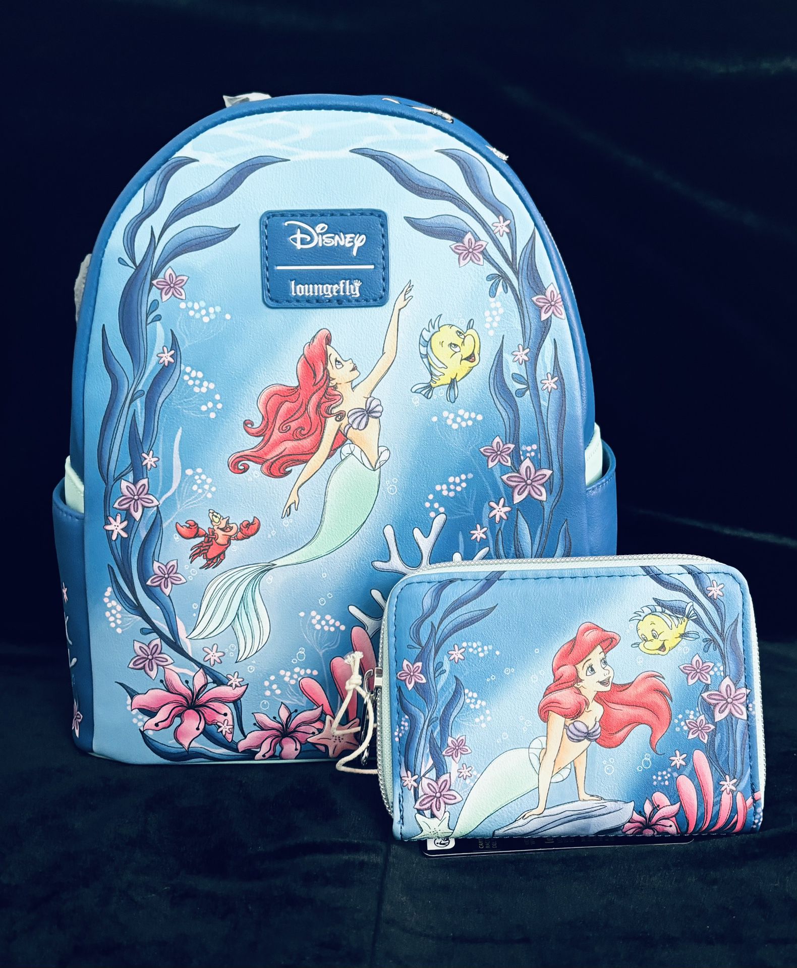 Loungefly Disney The Little Mermaid Under The Sea Mini Backpack / Wallet Set