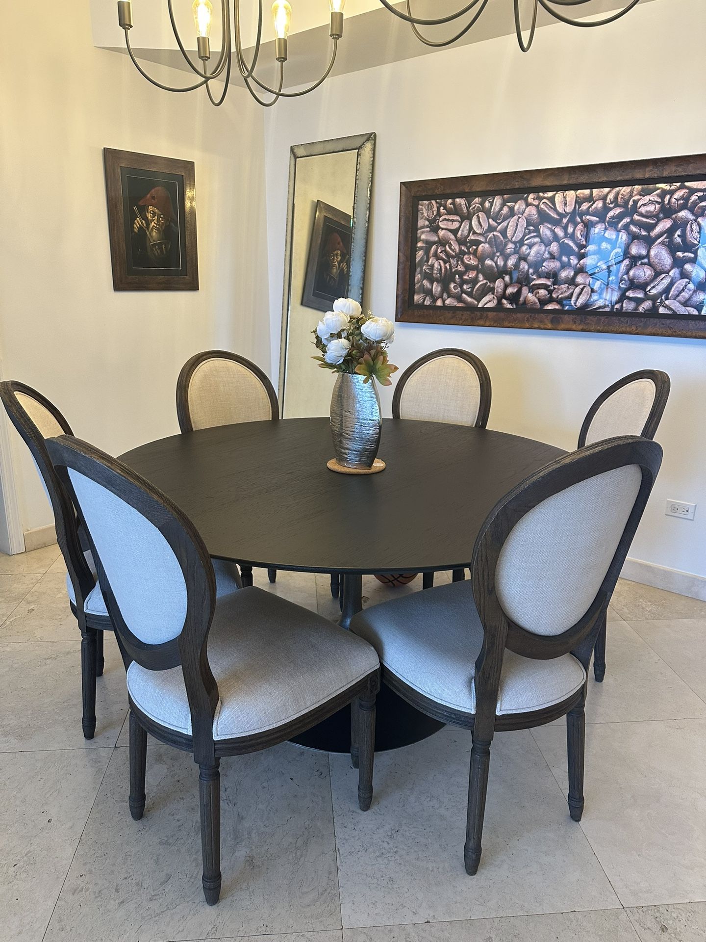 🪑🖤 Restoration Hardware Dining Set – Table + 6 Chairs | $3,000 – LIKE NEW 🖤🪑