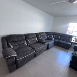 Couch+ 3 Recliners And 3 USB Charging Ports 
