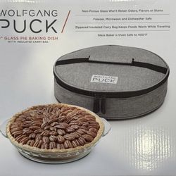 WOLFGANG PUCK 9" Glass Pie Baking Dish W/ Insulated Carry Bag *Brand New in box*