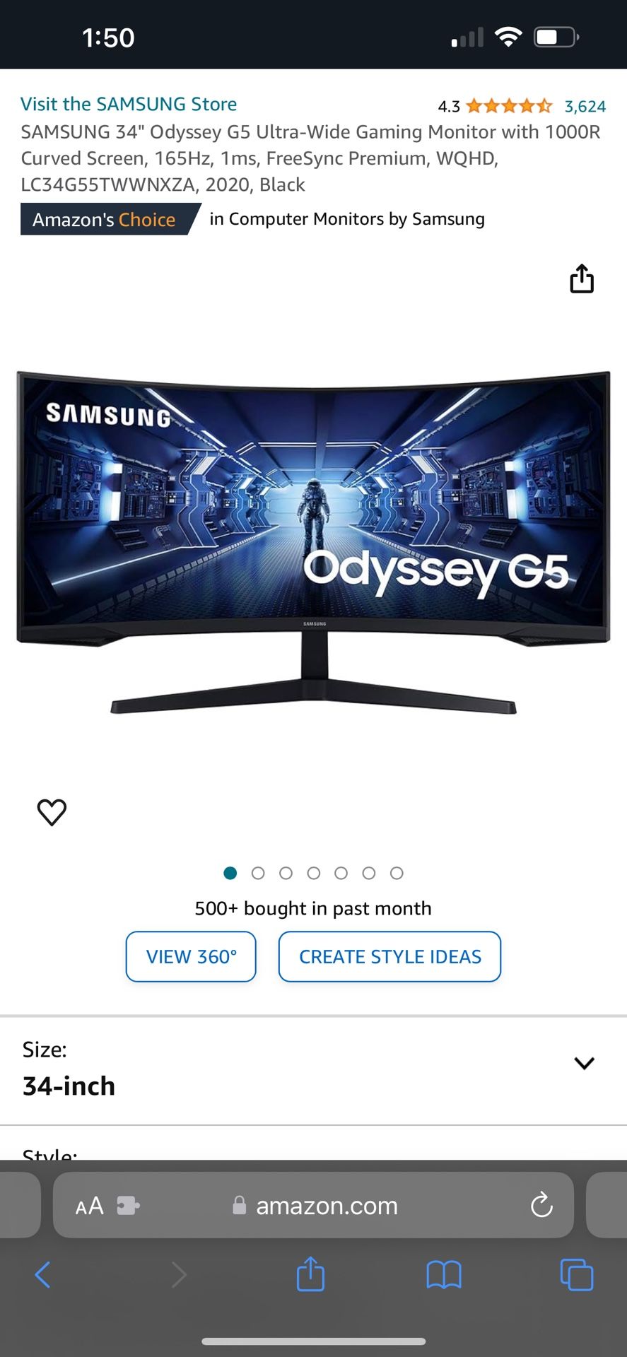 Samsung 34” Odyssey Curved Ultra Wide 