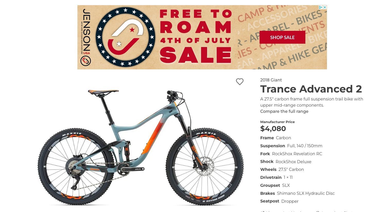 Giant Trans Advanced 2 Mountain Bike