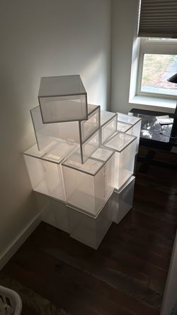 Clear Plastic Sneaker Storage Boxes with door fronts