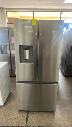 Samsung 22cu ft smart 3-door French door refrigerator with external water dispenser in anti fingerprint resistant stainless steel