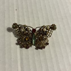 Vintage Butterfly Pin - Butterfly Brooch - Czech Style Butterfly