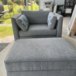 Grey Oversized Chair And Ottoman