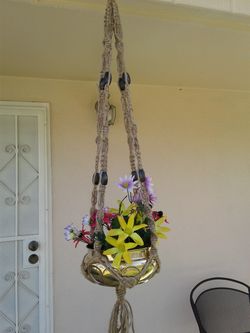 Brass planter macrame.
