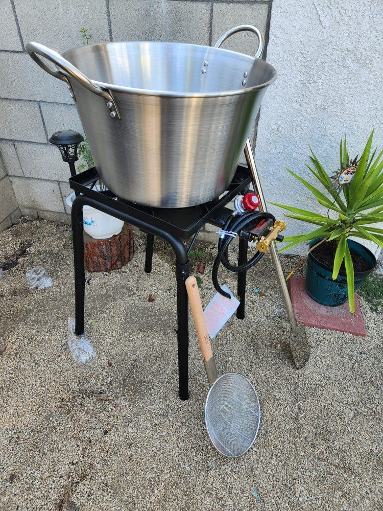 Cazo Para Carnitas Capacidad 50lb Quemador De Lata Precion Y Accesorios Todo Nuevo Chicharrones Fritangas Cueritos