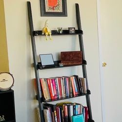 Black Leaning Ladder Bookshelf