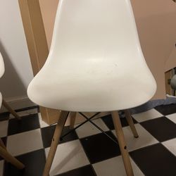 3 Modern White Chairs – $30 Each
