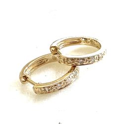 14K Gold Diamond Hoop Earrings