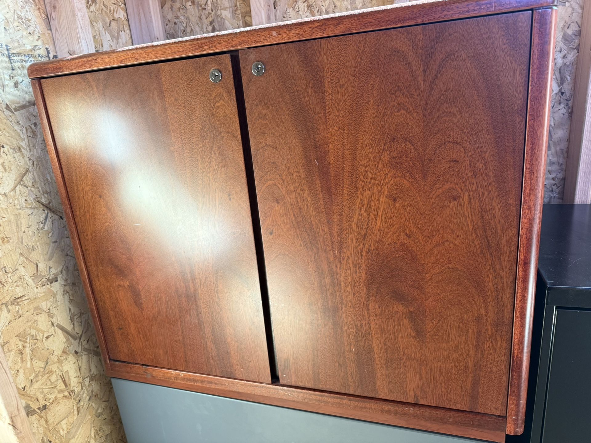 wooden storage cabinet.