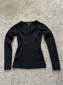 Black Ribbed Long Sleeve Top