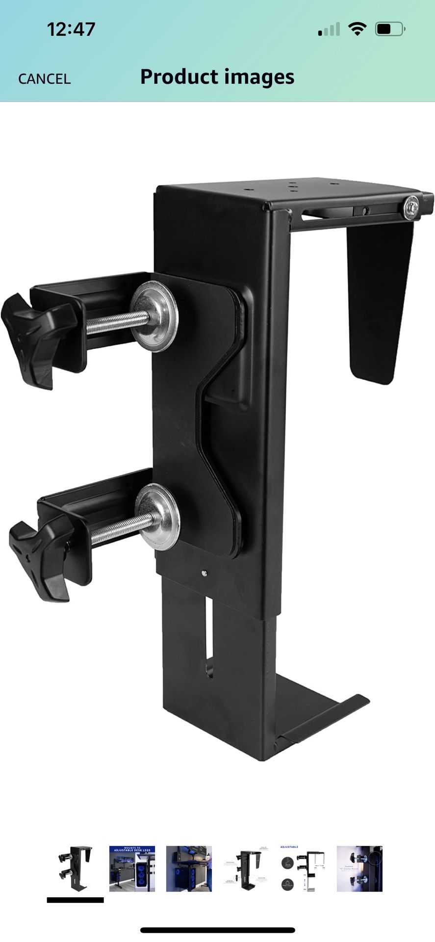 VIVO Adjustable Clamp-on Desk Leg PC Mount, Under Desk PC Mount