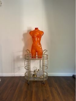 Golden Bar Cart With Glass Shelf’s