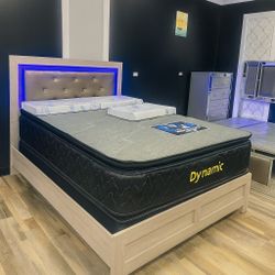  🛌 Queen Mattress Come With Bed Frame (Headboard & Footboard) + Box Spring – Ready for Delivery Today!