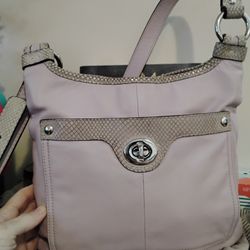 Authentic Coach Penelope Crossbody Bag. Mauve Colored Leather And Snakeskin.