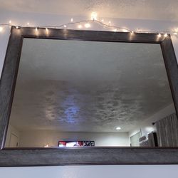 Gray Wood Framed Mirror