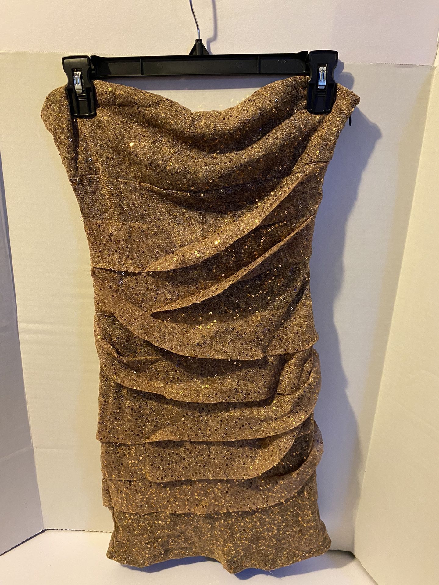 Gold Sequin Strapless Dress