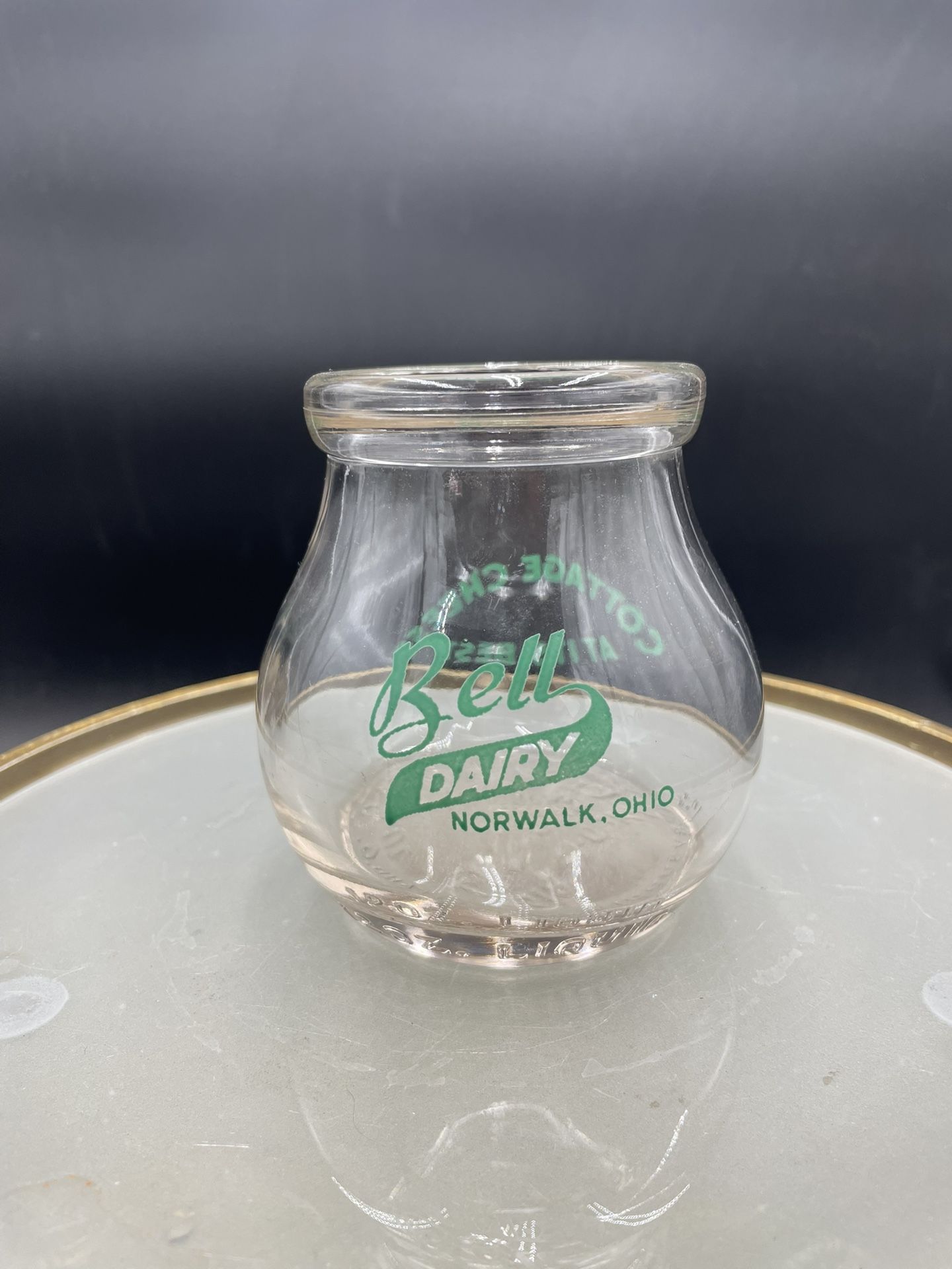 Vintage Bell Dairy Norwalk Ohio Cottage Cheese At It’s Best Glass Jar VG