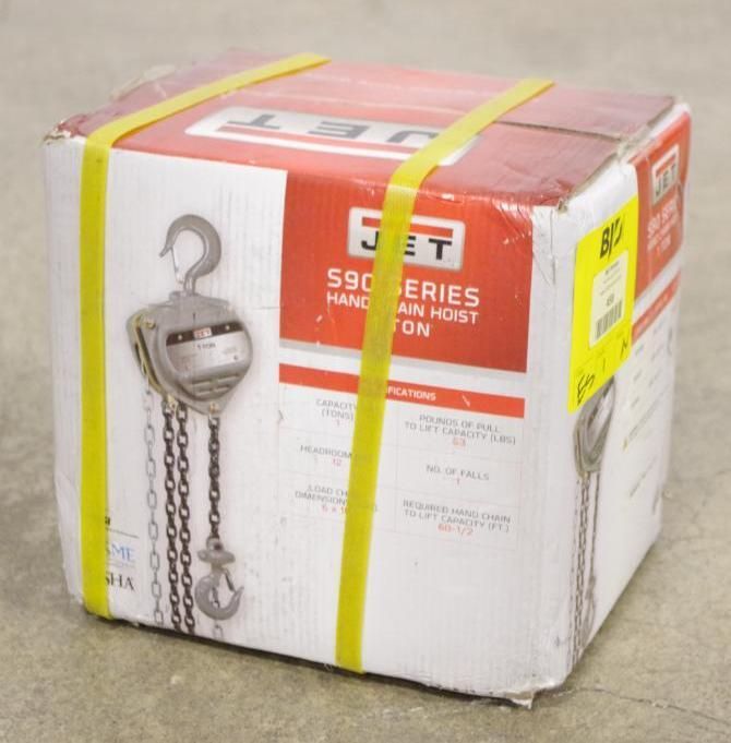 JET S90 Series 1-Ton Hand Chain Hoist w/ 20' Lift, M/N S90-100-20