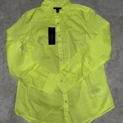 Vintage Tommy Hilfiger Adult Size M Yellow 100% Cotton Dress Shirt $52