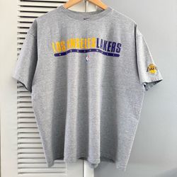 Vintage Nike Los Angeles LAKERS Center Swoosh T-shirt Sz Large / XL