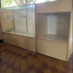 2 Glass Showcases 48”Lx17.5”Wx38”H- 24”Lx17.5”Wx38”H