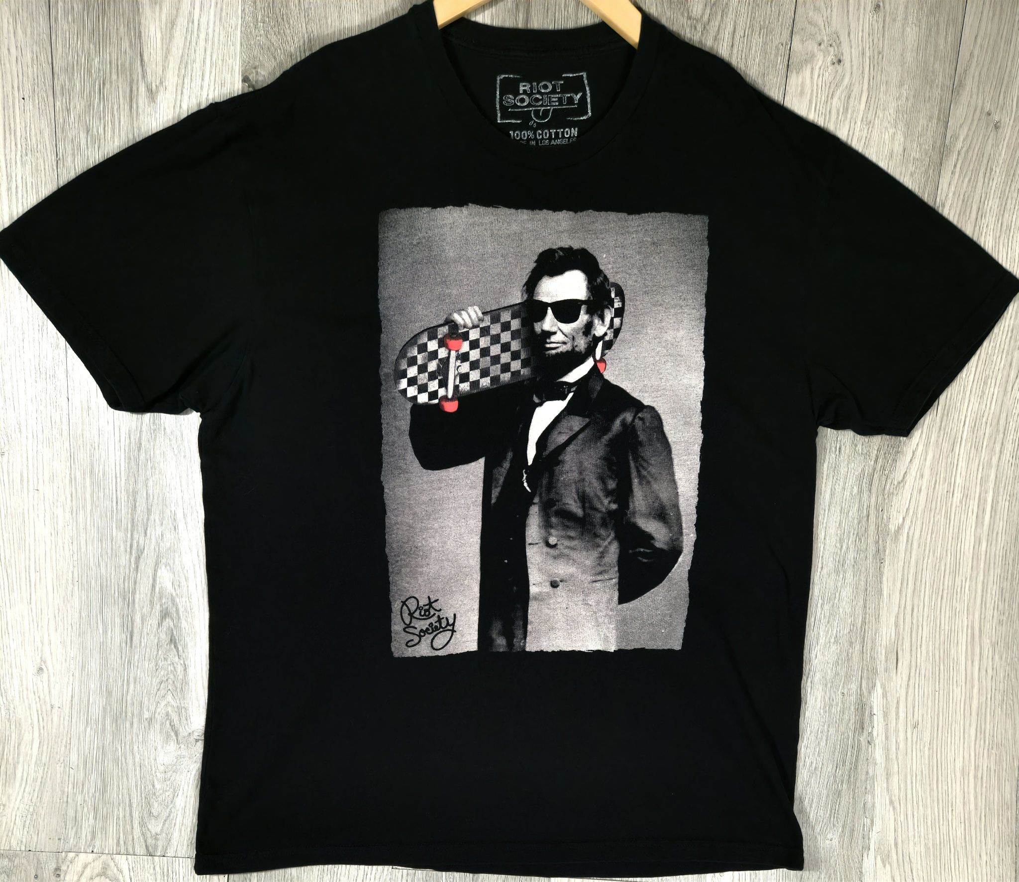 Riot Society Abe Lincoln Skateboard Graphic Tee Black XL #7