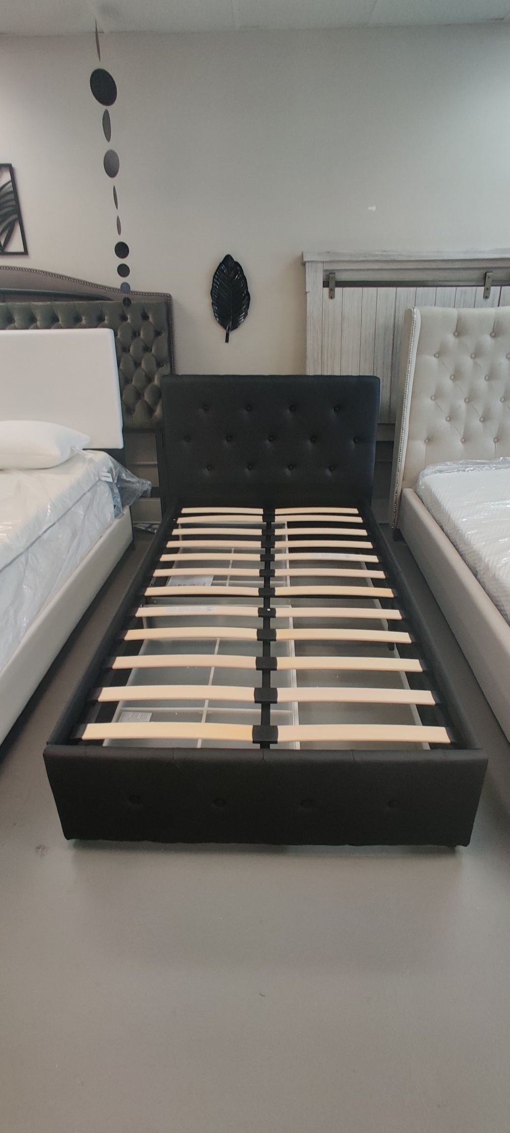 New Upholstered Twin Bed with Storage Drawers