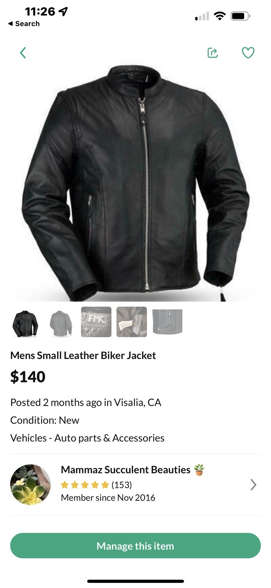 Men’s Small Leather Biker Jacket