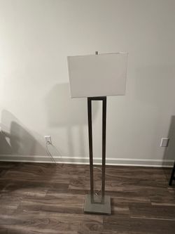 Floor Lamp – Brushed Nickel w/ White Shade