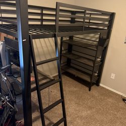 Twin Loft Bed with Desk & Shelves – Great Condition