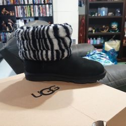 UGG K FLUFF MINI QUILTED ZEBRA 