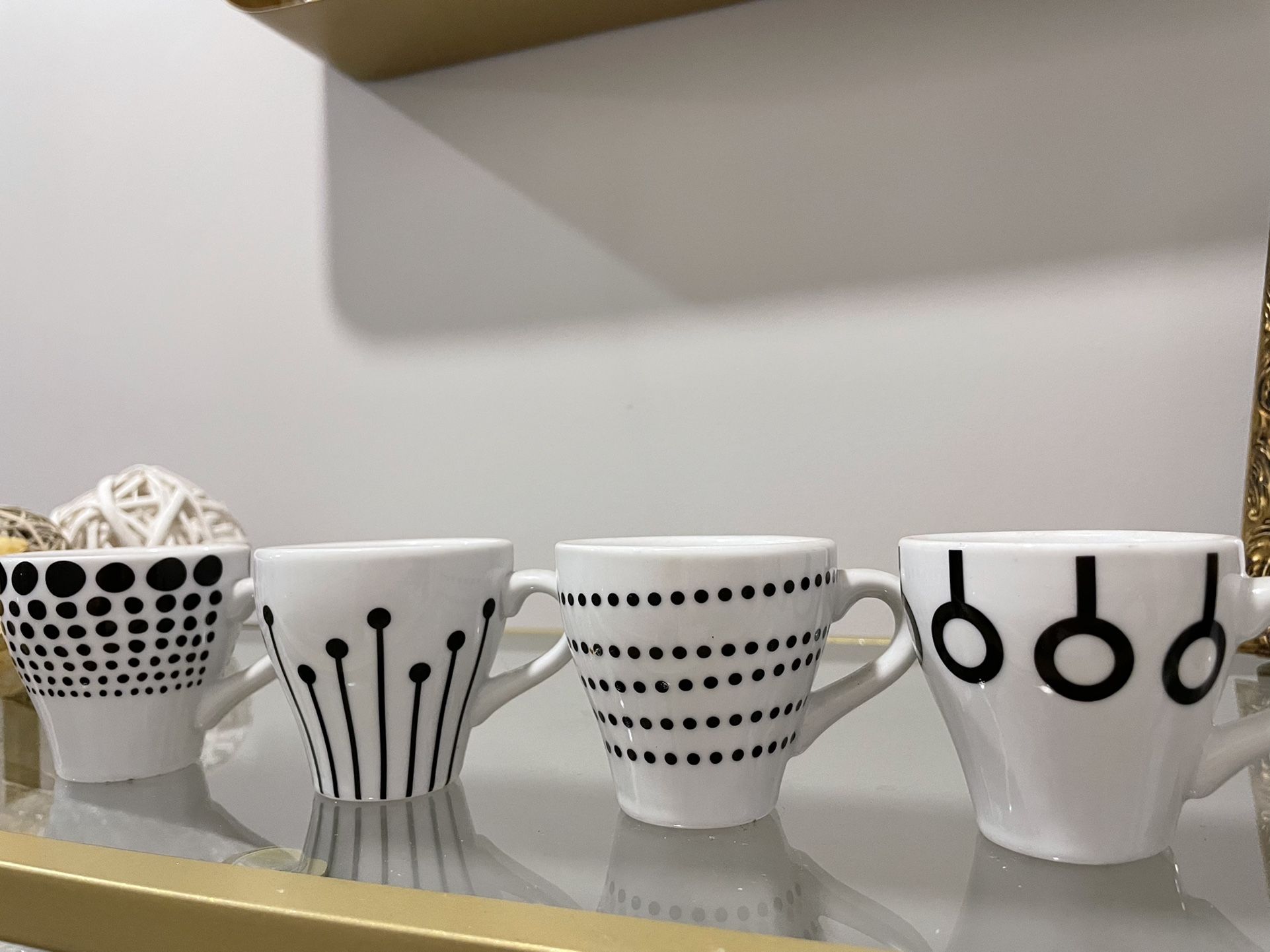 4 BODUM Paula Black White Denmark Design Espresso Cups & Saucers Porcelain