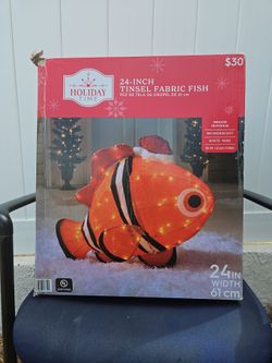 Holiday Time 24-Inch Tinsel Fabric Fish Light-Up Decoration