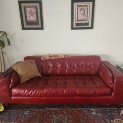 Maroon Leather Couch
