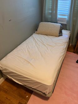 Twin Mattress with frame and two pillows