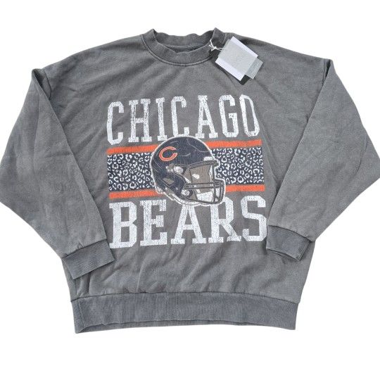 Chicago Bears Vintage Wash Oversized Crewneck Fleece Pullover