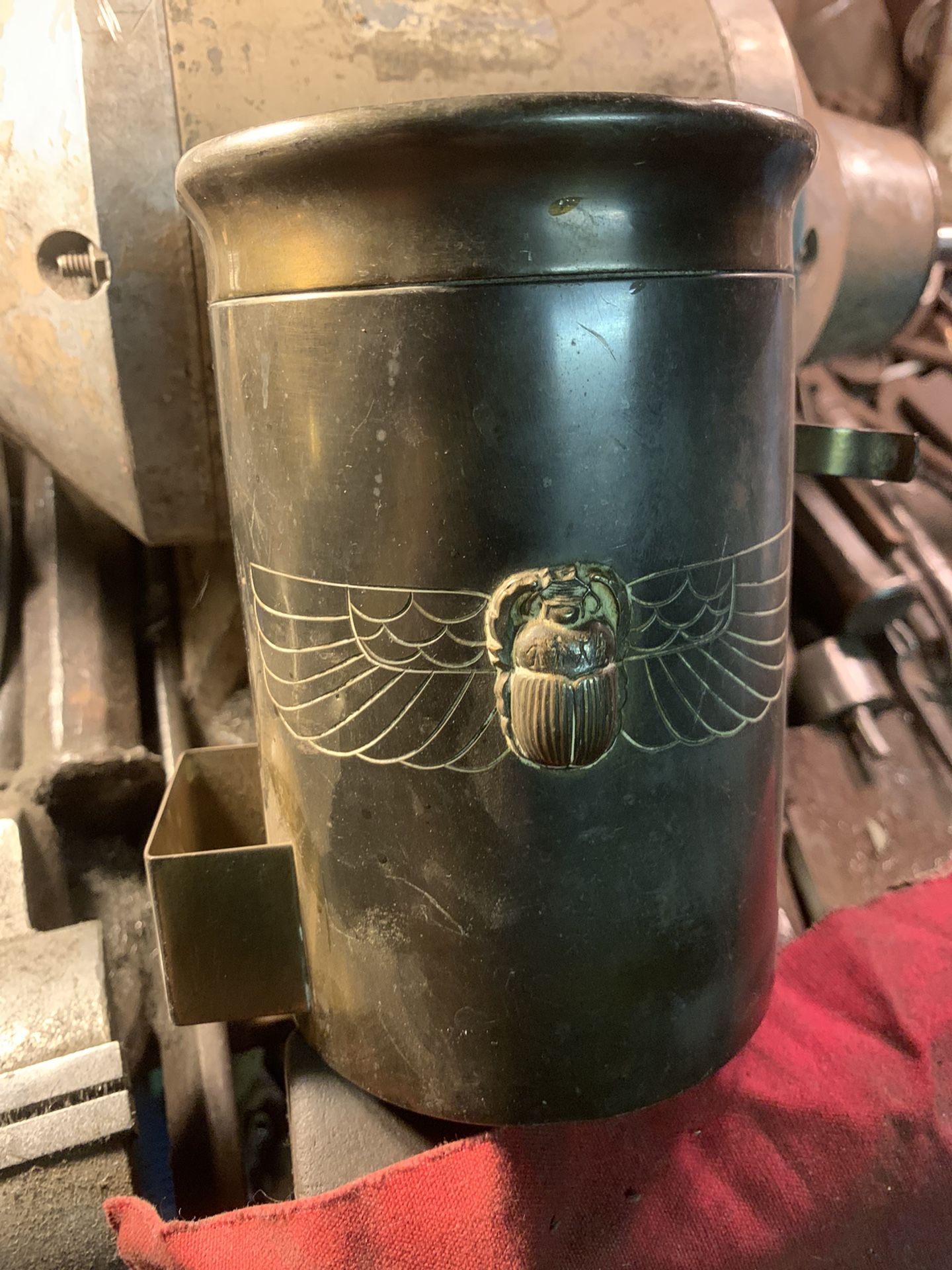 Egyptian Brass Pipe And Tobacco Holder