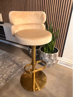 Carocc bar stool beige khaki tan armless velvet