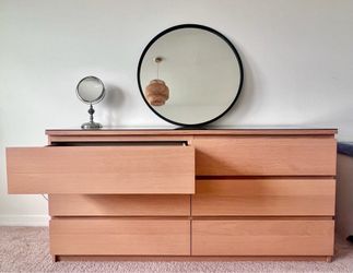 STORKLINTA 6-drawer dresser with Glass protector