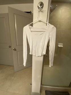 Dazy Womens White Long Sleeve Crop Top Size Medium